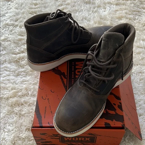 Red Wing Steel Toe Slip Resistant Work Boots Shoes Brown - Picture 7 of 16